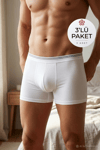 Likralı Erkek Boxer Beyaz 3'lü Paket