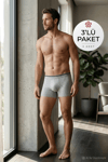Likralı Erkek Boxer Gri 3'lü Paket