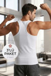 Likralı Erkek Sporcu Atlet Beyaz 3'lü Paket