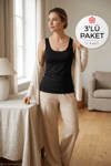 Likralı Geniş Askılı Biyeli Kadın Atlet Siyah 3'lü Paket