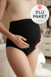Likralı Hamile Külot Siyah 3'lü Paket