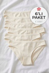Likralı İz Yapmaz Bikini Kadın Külot Ekru 6'lı Paket