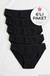 Likralı İz Yapmaz Bikini Kadın Külot Siyah 6'lı Paket