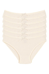 Likralı Kaşkorse Kadın Bikini Külot Ekru 6'lı Paket
