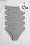 Likralı Kaşkorse Kadın Bikini Külot Gri 6'lı Paket