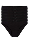 Likralı Kaşkorse Kadın Bikini Külot Siyah 6'lı Paket