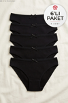 Likralı Kaşkorse Kadın Bikini Külot Siyah 6'lı Paket