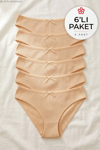 Likralı Kaşkorse Kadın Bikini Külot Ten 6'lı Paket
