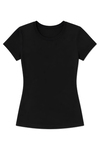 Likralı Kısa Kol Kadın T-Shirt Siyah