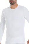 Likralı Uzun Kol Erkek T-Shirt Beyaz