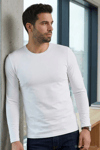 Likralı Uzun Kol Erkek T-Shirt Beyaz