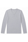 Likralı V Yaka Uzun Kol Erkek T-Shirt Gri