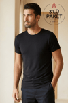 Modal Bisiklet Yaka Erkek T-Shirt Siyah