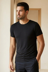 Modal Bisiklet Yaka Erkek T-Shirt Siyah