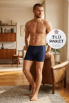 Modal Biyeli Erkek Boxer Lacivert 3'lü Paket