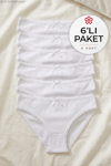 Modal Dantelli Bikini Kadın Külot Beyaz 6'lı Paket