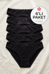 Modal Dantelli Bikini Kadın Külot Siyah 6'lı Paket