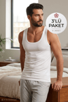 Modal Derin Yaka Erkek Atlet Beyaz 3'lü Paket
