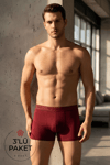 Modal Likralı Erkek Boxer Bordo 3'lü Paket