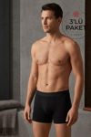 Modal Likralı Erkek Boxer Siyah 3'lü Paket