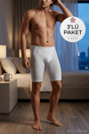 Modal Uzun Erkek Boxer Beyaz 3'lü Paket