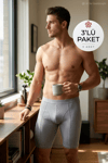 Modal Uzun Erkek Boxer Gri 3'lü Paket