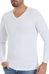 Modal V Yaka Uzun Kol Erkek T-Shirt Beyaz