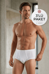Ribana Bantlı Erkek Slip Beyaz %100 Pamuk 3'lü Paket