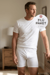 Ribana Erkek Paçalı Beyaz %100 Pamuk 3'lü Paket