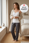 Ribana Güpürlü İp Askılı Kadın Atlet Beyaz %100 Pamuk 3'lü Paket