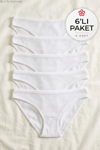 Ribana Kadın Bikini Külot Beyaz %100 Pamuk 6'lı Paket