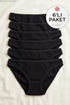 Ribana Kadın Bikini Külot Siyah %100 Pamuk 6'lı Paket