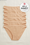 Ribana Kadın Bikini Külot Ten %100 Pamuk 6'lı Paket