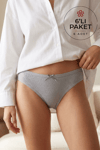 Ribana Kalpli Kadın Bikini Külot Gri %100 Pamuk 6'lı Paket
