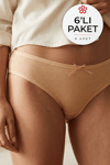 Ribana Kalpli Kadın Bikini Külot Ten %100 Pamuk 6'lı Paket