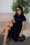 Gömlek Yaka Denim Elbise - LACİVERT