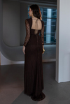 Peplum Detaylı Dantel Abiye - KAHVERENGİ