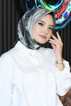 Abstrakt Desen Koyu Gri Soft Pamuk Eşarp