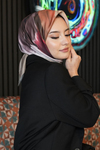 Abstrakt Desen Pembe Soft Pamuk Eşarp