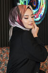 Abstrakt Desen Pembe Soft Pamuk Eşarp