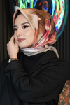 Abstrakt Desen Pembe Soft Pamuk Eşarp