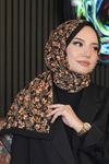 Akışkan Çiçek Desen Karamel Soft Pamuk Şal