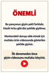 Almira Kadın Püsküllü Oversize Triko Panço Füme