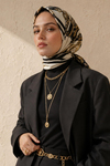 At Desen Siyah-Krem Soft Fular Eşarp 90x90 cm