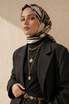 At Desen Siyah-Krem Soft Fular Eşarp 90x90 cm
