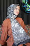 Barok Çiçek Desen Taş Soft Pamuk Şal