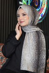 Ceylan Desen Gümüş Soft Pamuk Şal