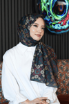 Çiçek Desen Koyu Yeşil Soft Pamuk Şal