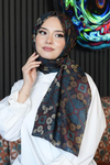 Çiçek Desen Koyu Yeşil Soft Pamuk Şal