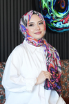 Çiçek Desen Krem Soft Pamuk Şal